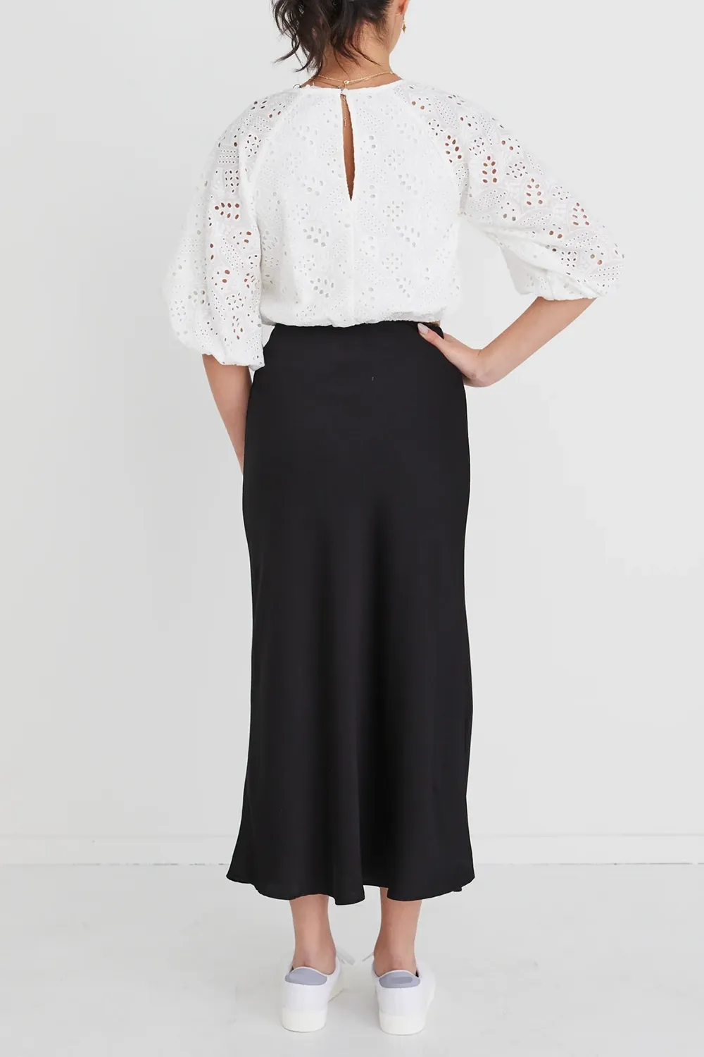 Embellish White Broidery Anglaise Cropped Puff Sleeve Top