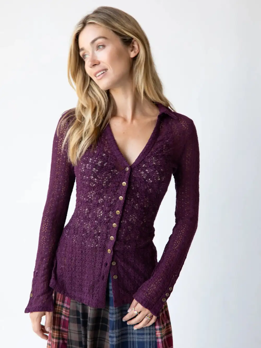 Carina Lace Top - Eggplant