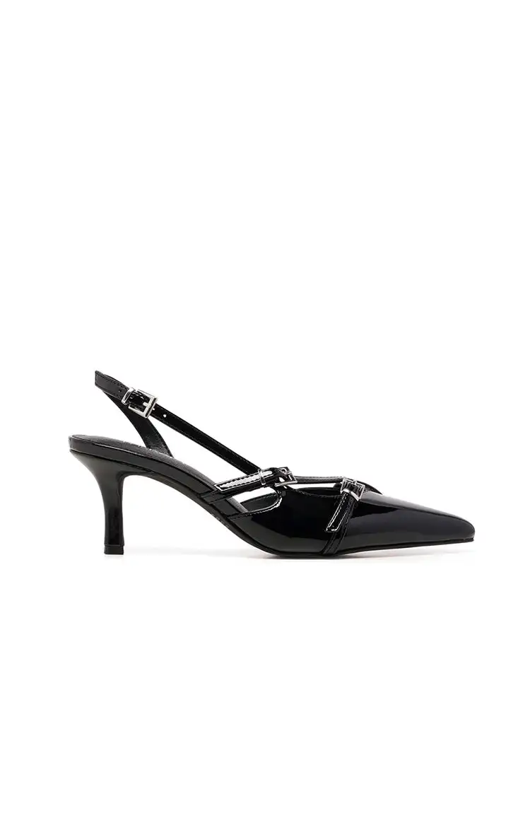 Therapy Juicy Black Patent Slingback Heels