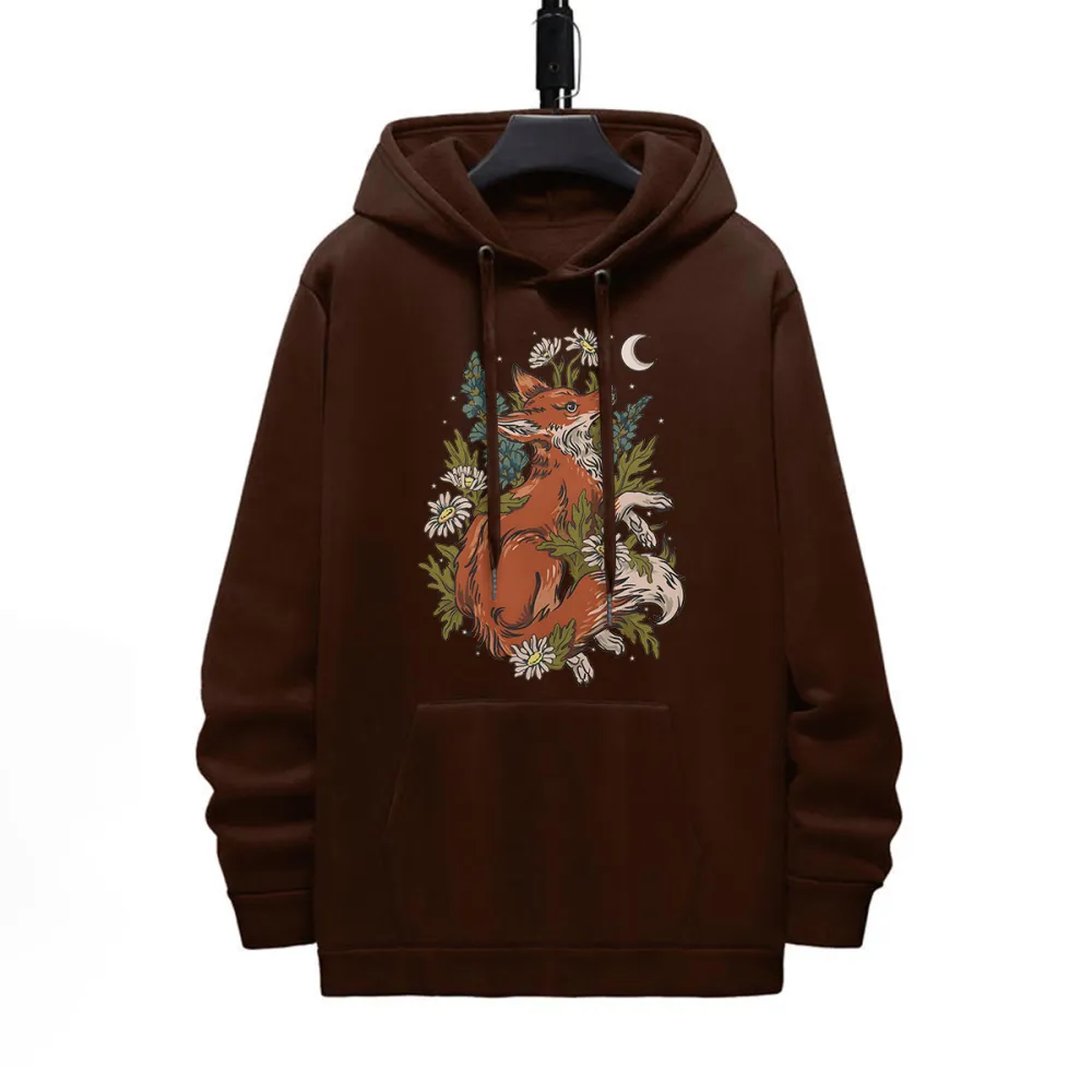 PRETTY FOX PATTERN PRINTED HOODIE