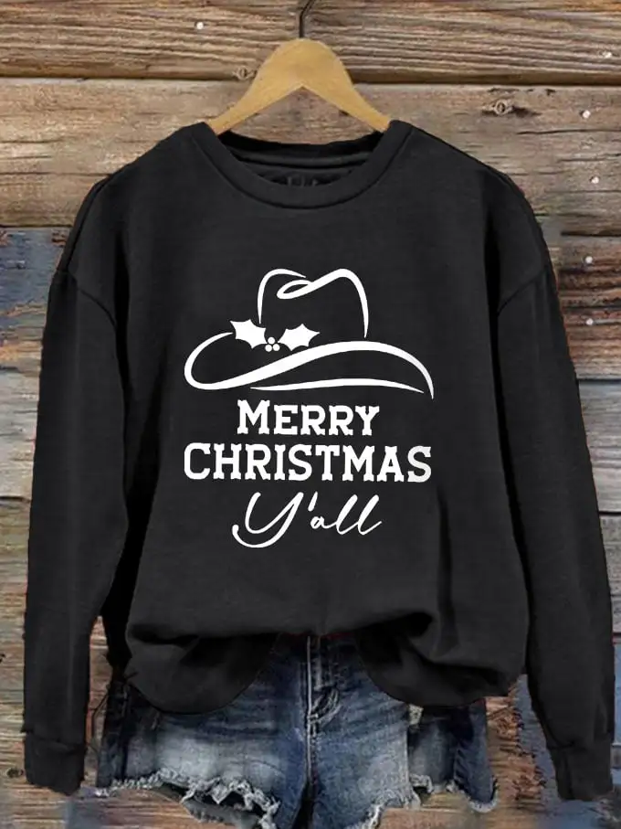 Women's Merry Christmas Y'all Printed Sweatshirt