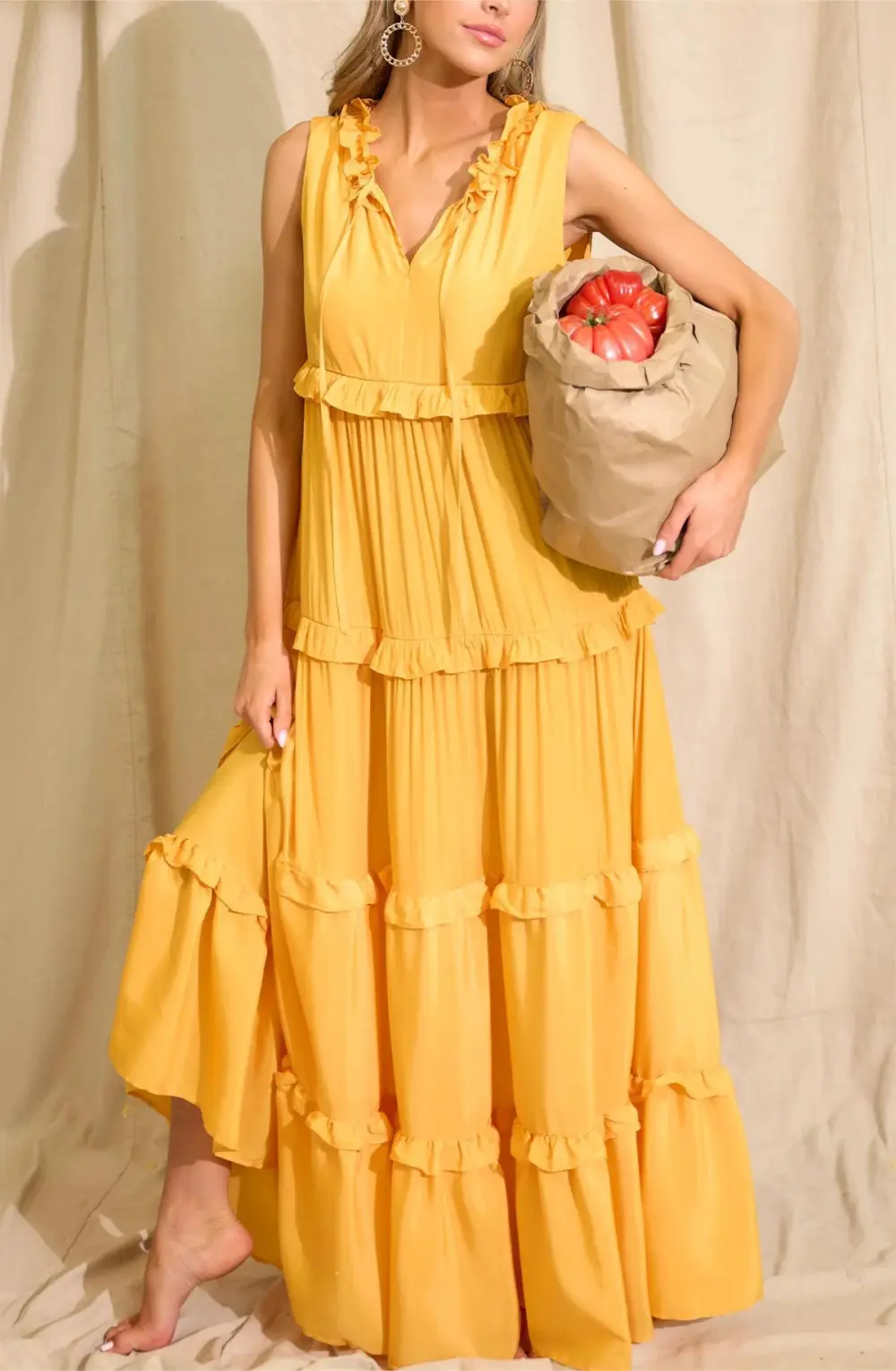 WHEN I LOOK AT YOU SUNSET YELLOW MAXI DRESS