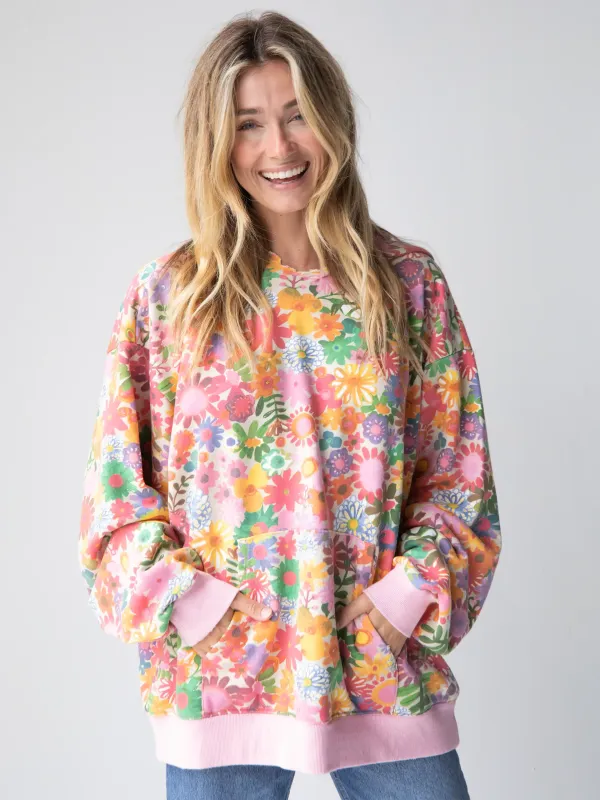 Oversized Printed Sweatshirt - Floral