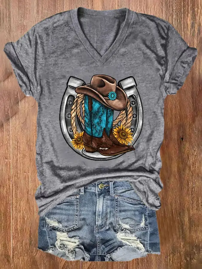 🔥Buy 3 Get 10% Off🔥Women's Western Print T-Shirt