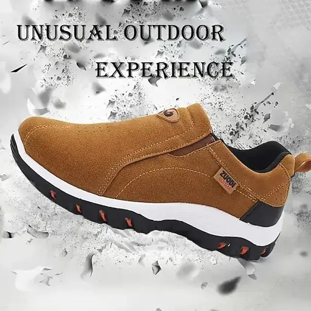 Men's Canvas Slip-On Outdoor Hiking Shoes – Non-Slip Lightweight Trail Shoes for Walking and Climbing