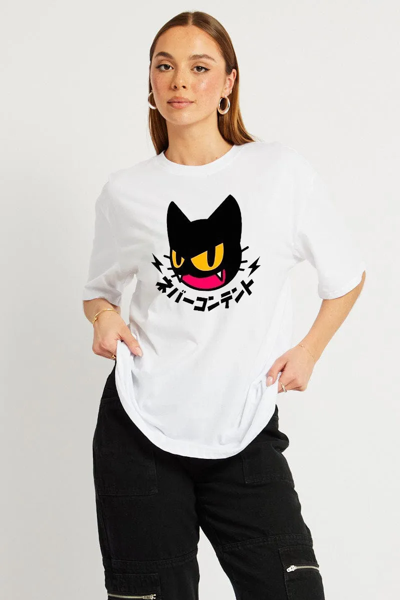 Women's Art Cat Printed T-shirt