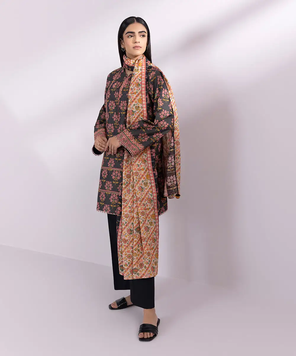 3 Piece - Printed Zari Lawn Suit