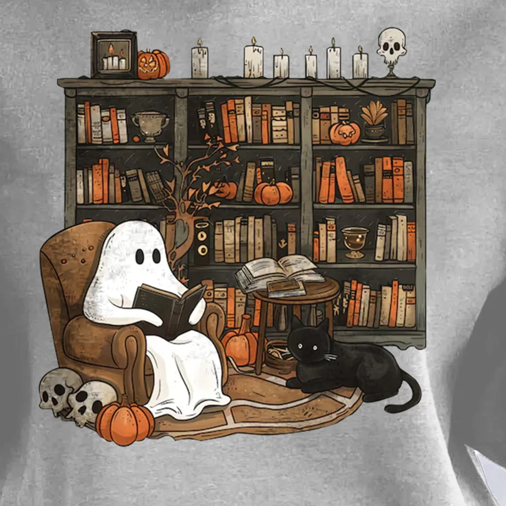 Retro Ghost Reading Books Hoodie