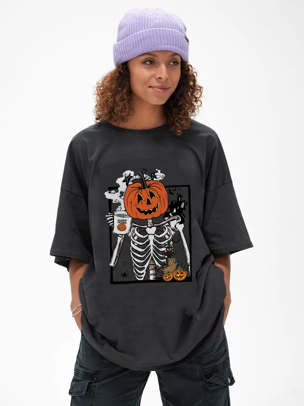 Women's Pumpkin English Halloween Printed T-shirt