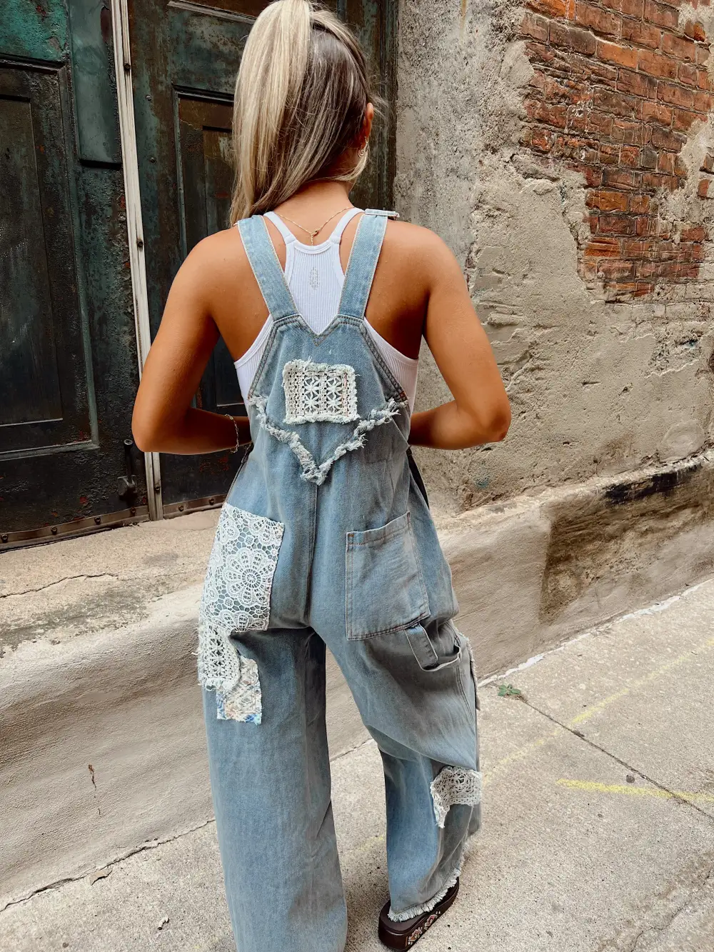 PREORDER Small Town Denim Patchwork Overalls