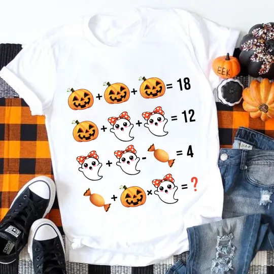 Pumpkin Ghost Mathematics T-Shirt