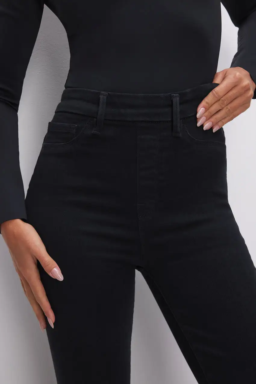 POWER STRETCH PULL-ON FLARE JEANS