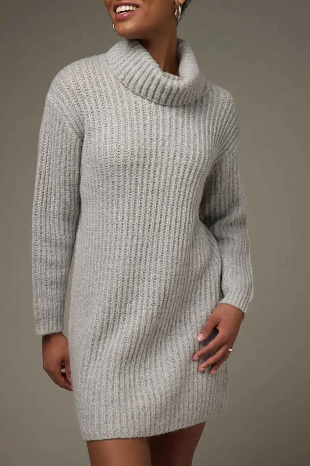 Cynthia Cowl Neck Mini Sweater Dress