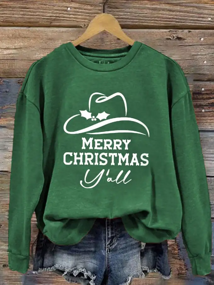 Women's Merry Christmas Y'all Printed Sweatshirt