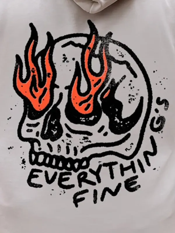 Everything's Fine Hoodie, Vintage Graphic Skull Unisex Shirt, Retro Oversized Grunge Trendy Sweatshirt, Skeleton Shirt, Its Fine Hoodie