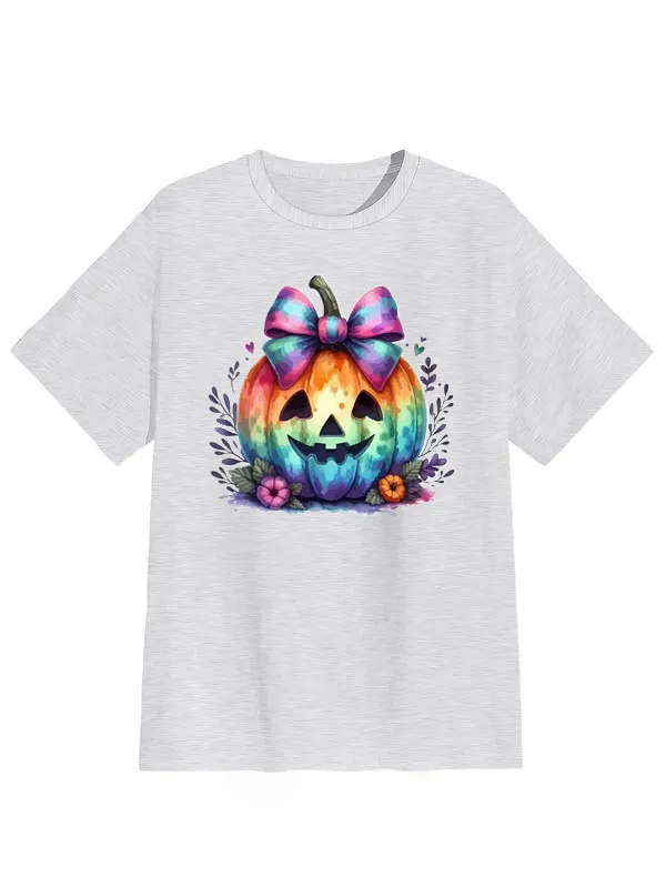 Tie-dye Pumpkin Halloween graphic T-shirt