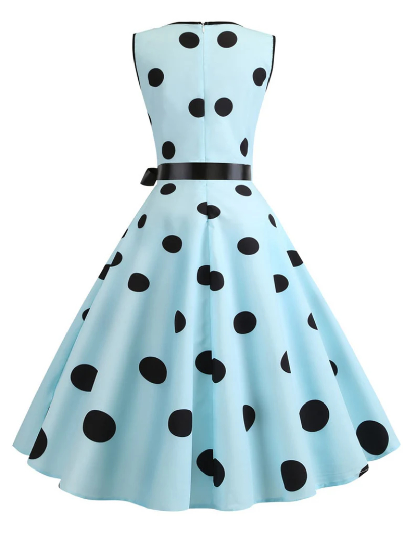 1950S BOW POLKA DOT SWING DRESS