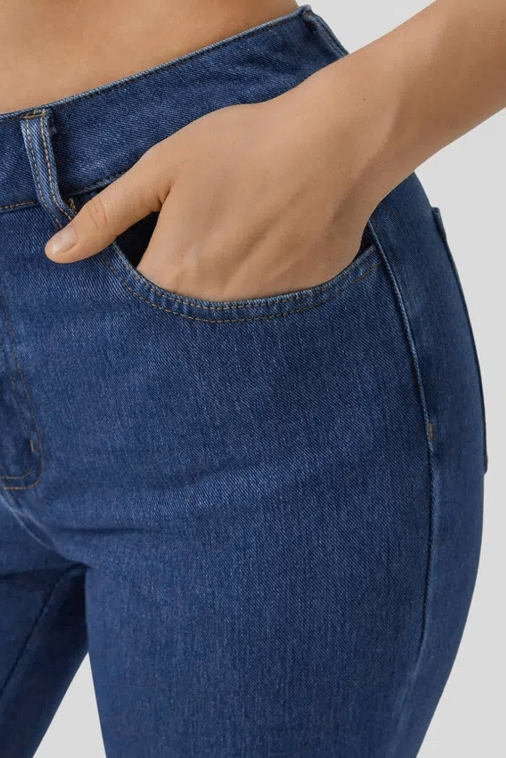 Mid Waist Stretchy Knit Casual Bootcut Jeans