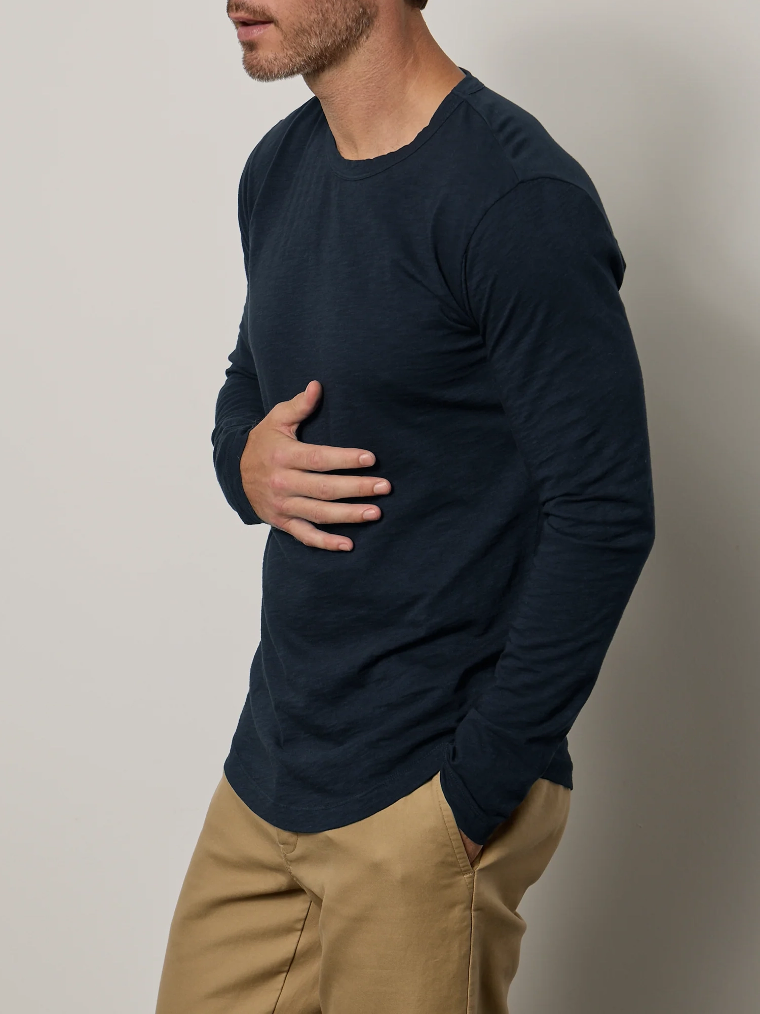 Basic Cotton Round Neck Long Sleeve T-Shirt