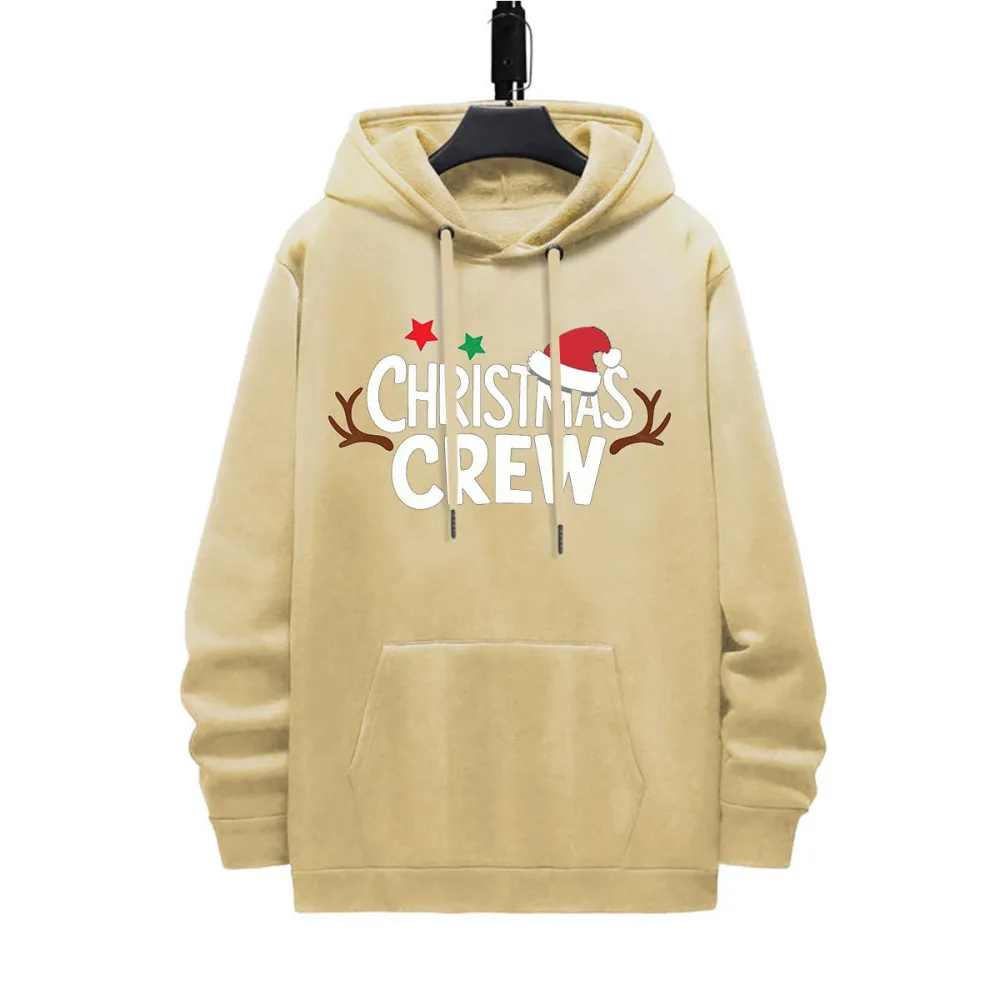 CHRISTMAS CREW HAT PATTERN PRINTED HOODIE