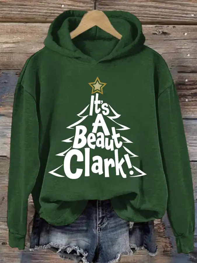 Women's It's A Beaut Clark Christmas Printed Casual Hoodie