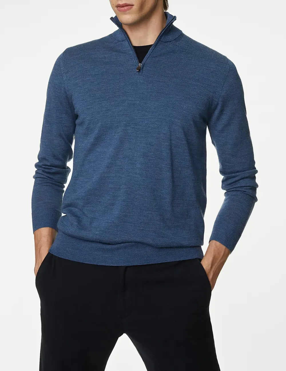 Pure Extra Fine Merino Wool Half Zip Jumper