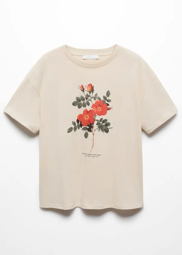 Printed cotton-blend t-shirt