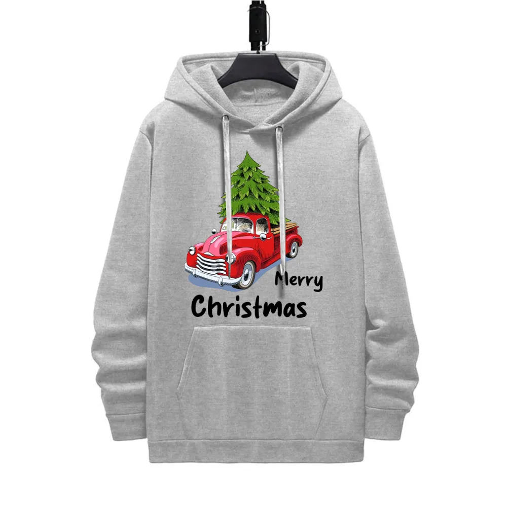 MERRY CHRISTMAS PATTERN PRINTED HOODIE