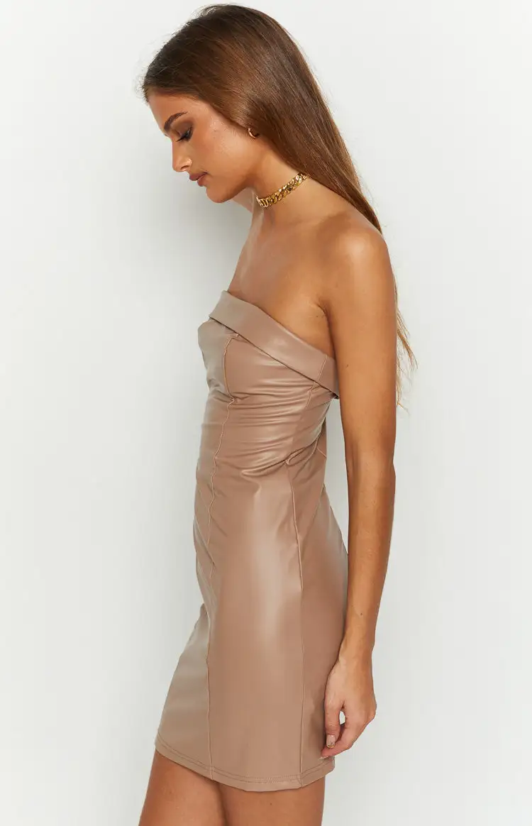 Ellie Brown Strapless PU Mini Dress