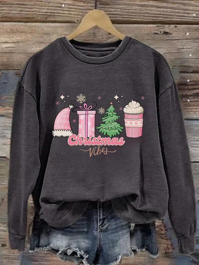 Women's Christmas Vibes Print Sweatshirt