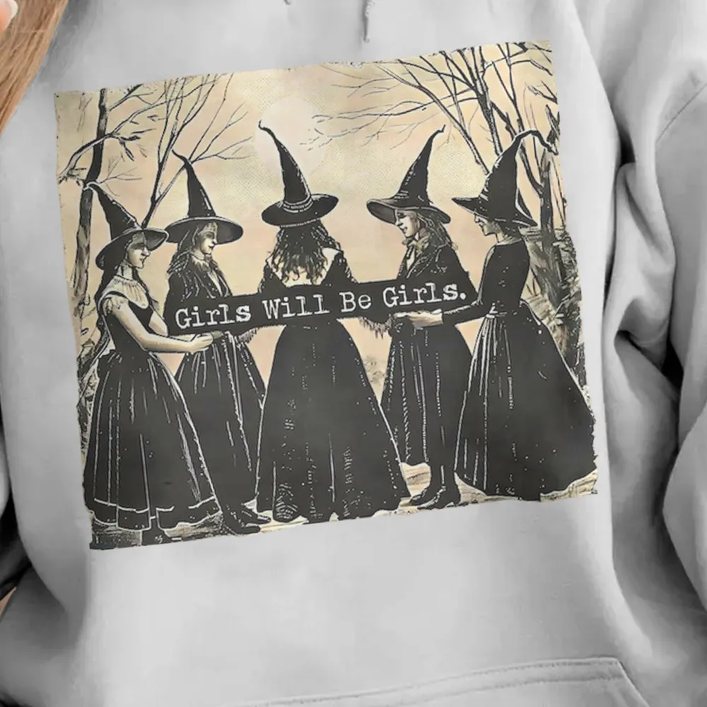 Women's Casual Witch Print Hoodie