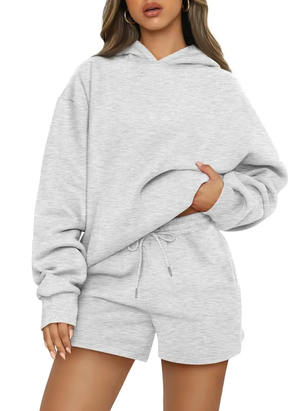 2 Piece Oversized Hoodies Sweat Shorts Sweatsuit Lounge Sets