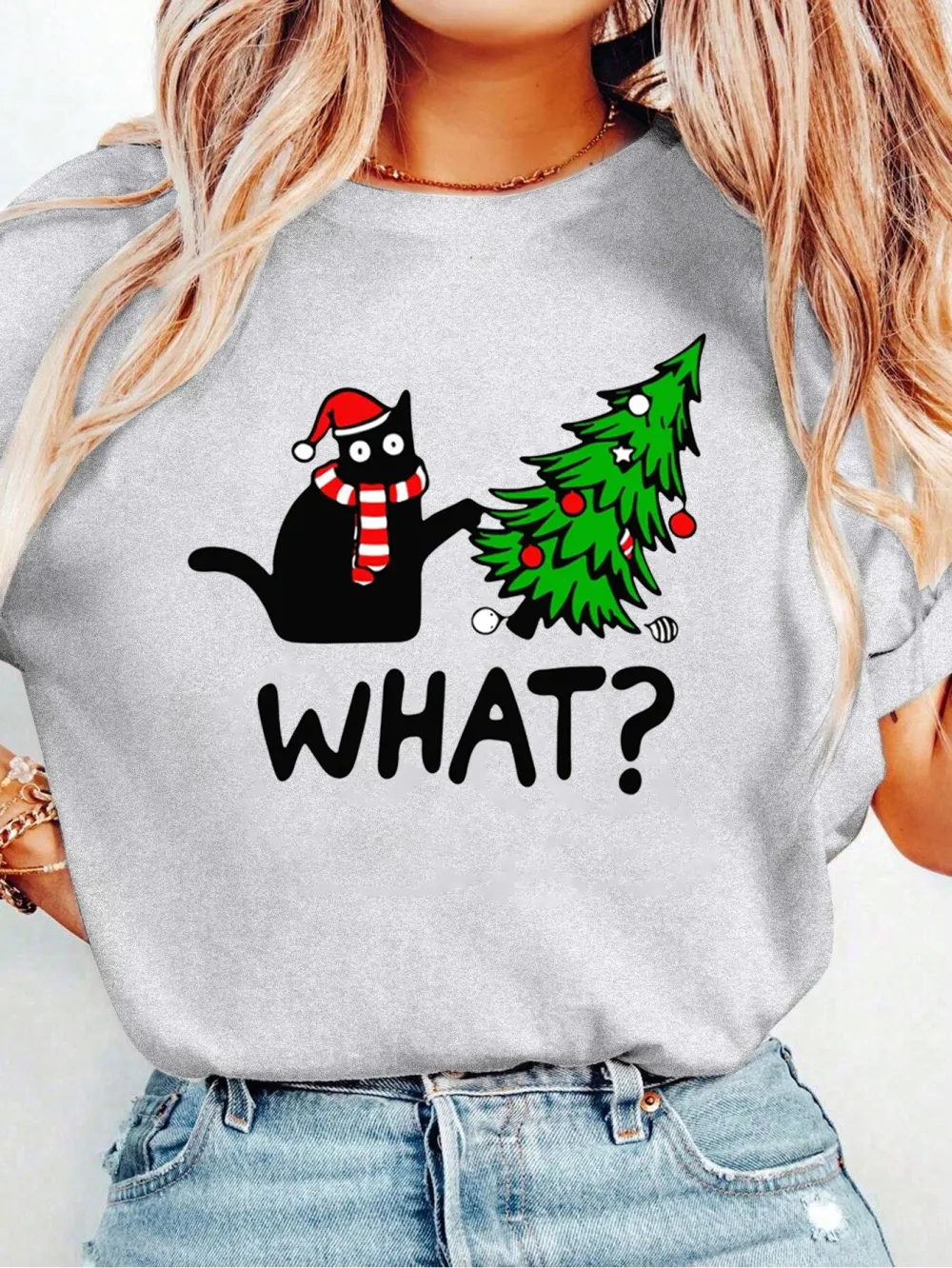 Kitty Santa Lady T-shirt