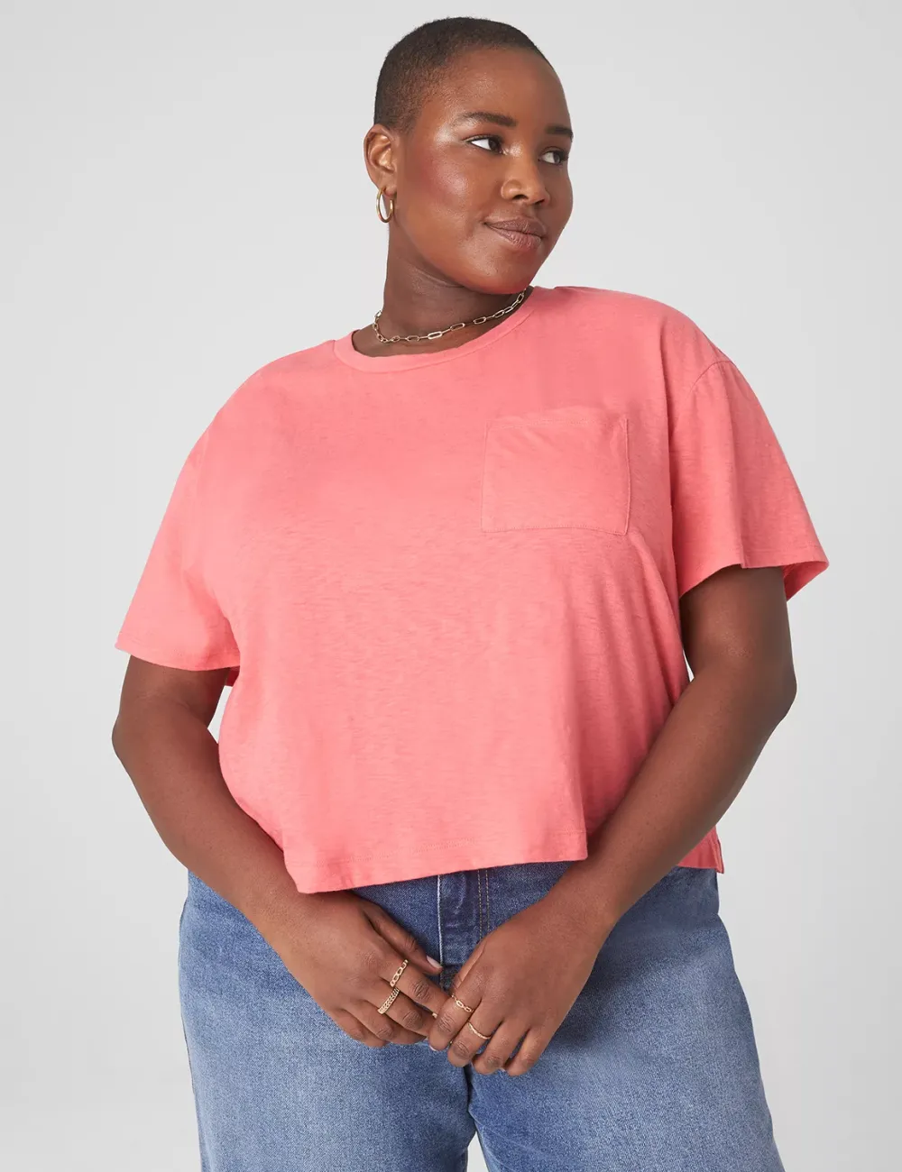 Relaxed Crop Short-Sleeve Pocket Tee