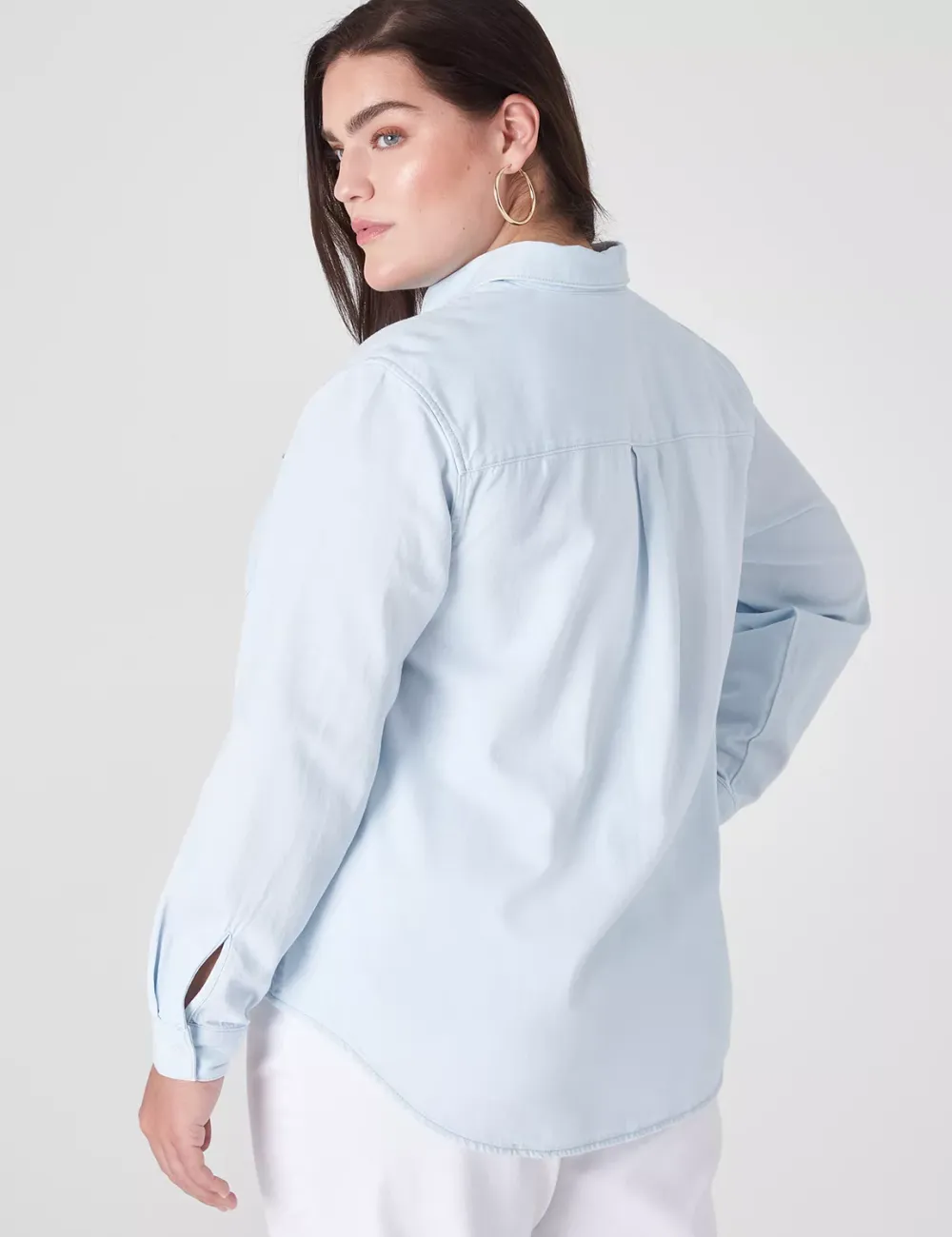 Long-Sleeve Button-Down Denim Shirt