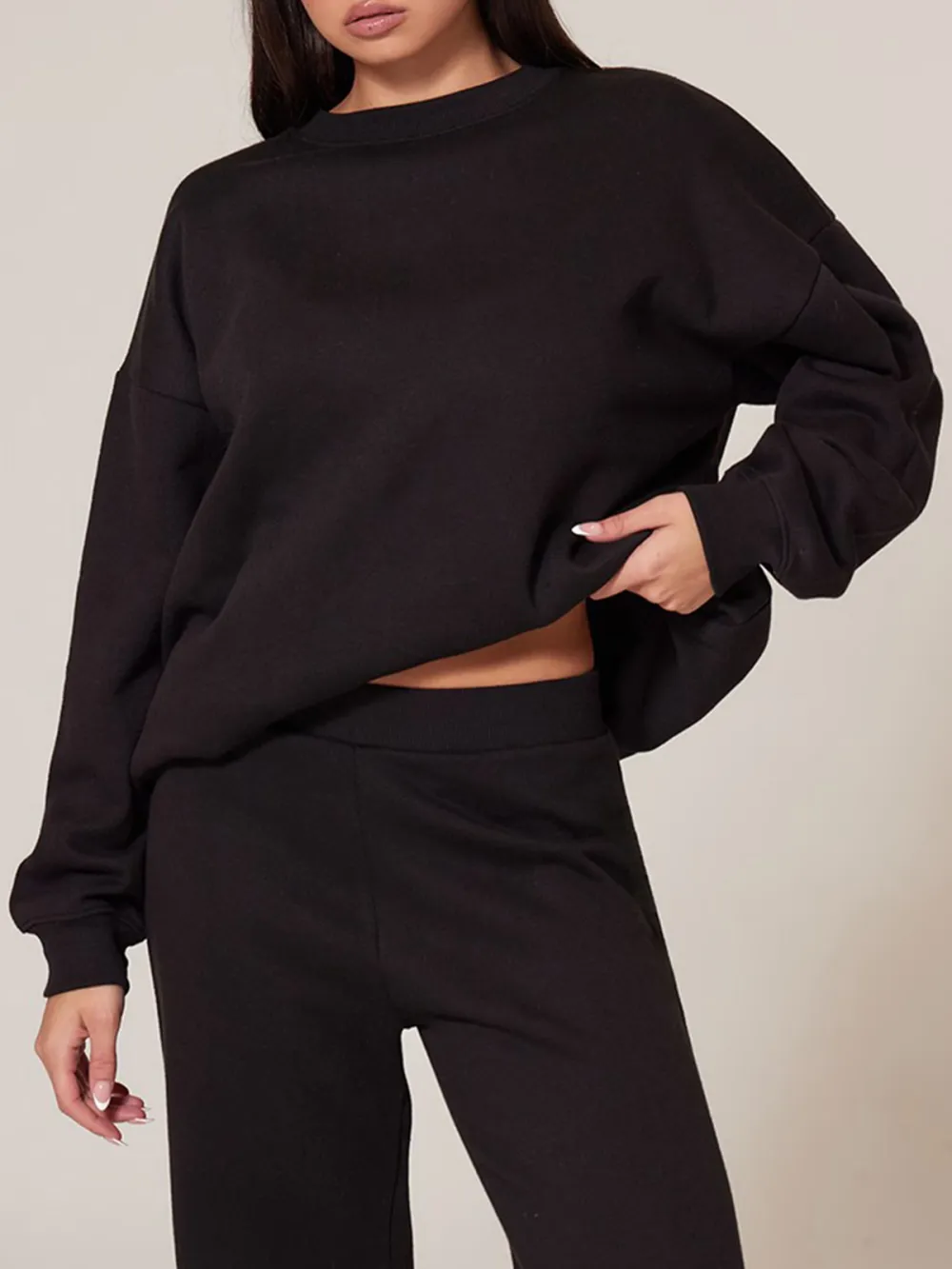 Black Longline Oversized Sweatshirt