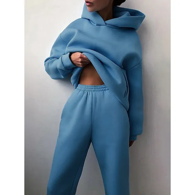 Women's Tracksuit Sweatsuit 2 Piece Street Winter Long Sleeve Fleece Thermal