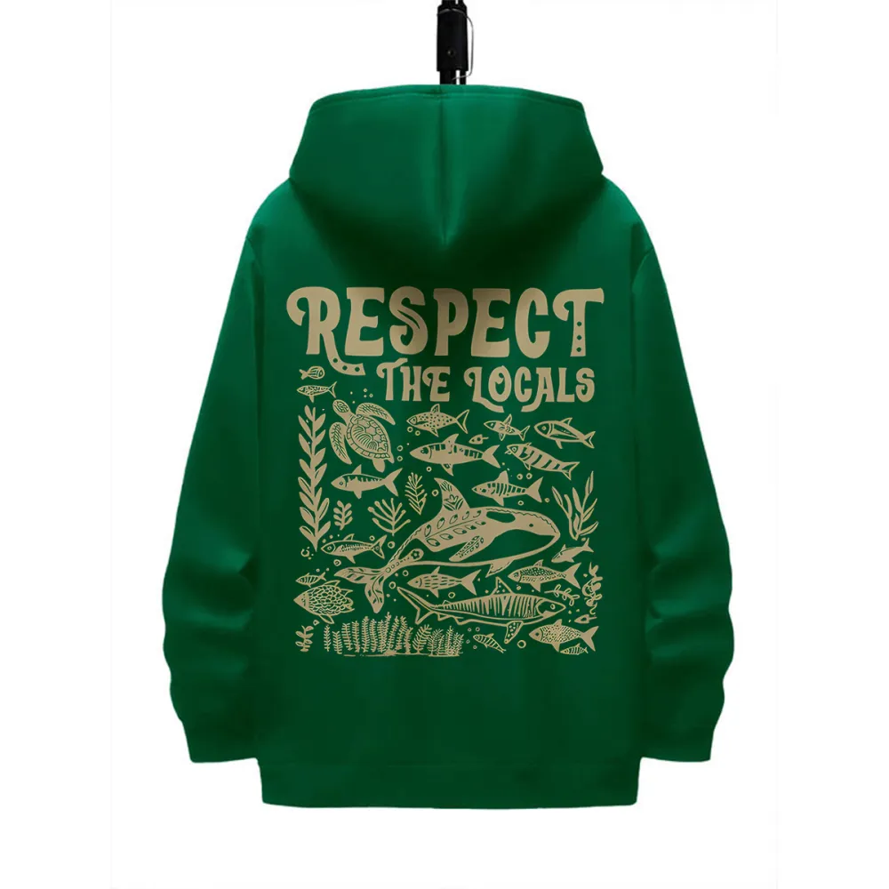 RESPECT THE LOCALS PATTERN PRINTED HOODIE