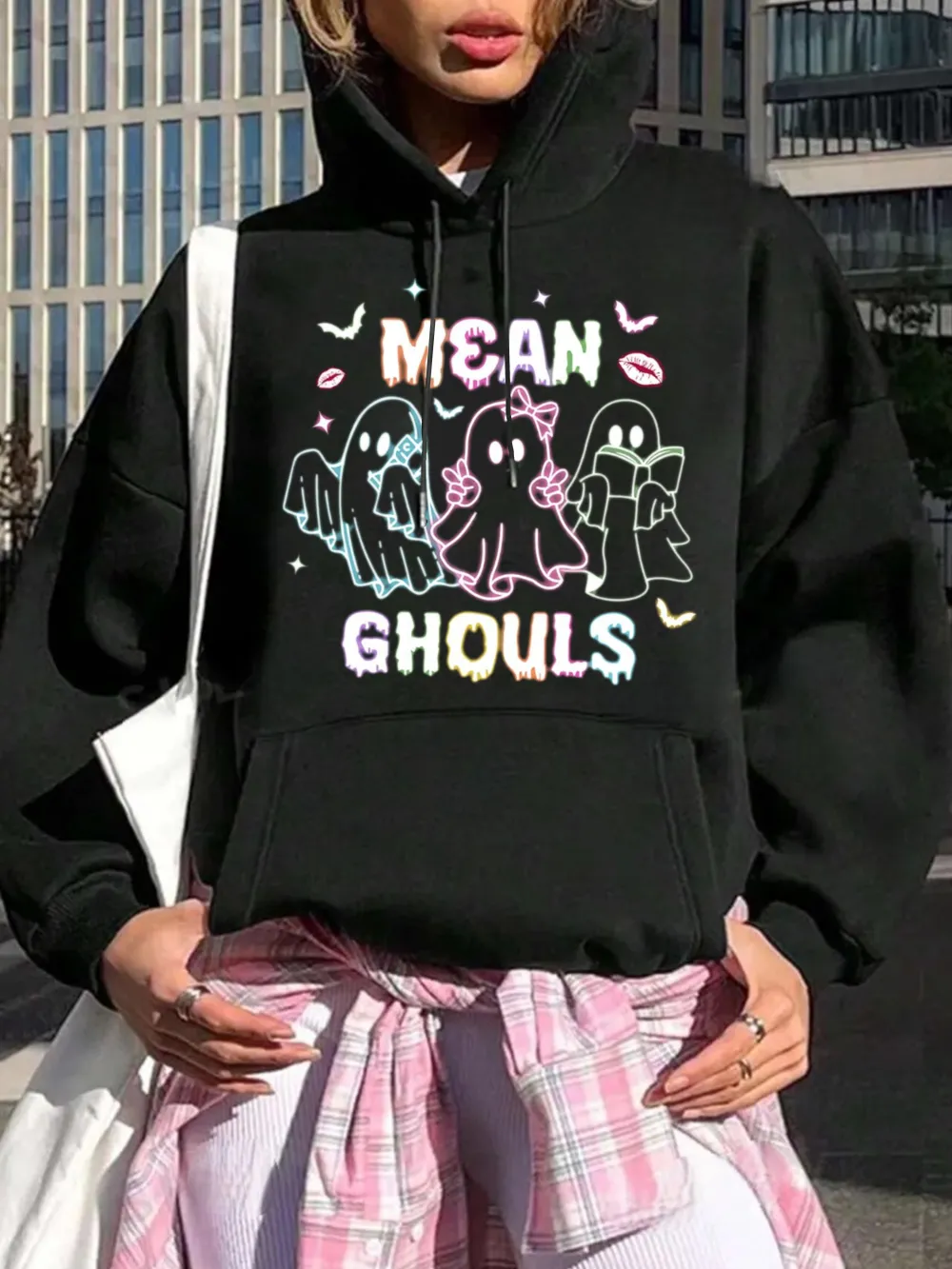 Mean Ghouls Halloween neon  women's fashion hoodie