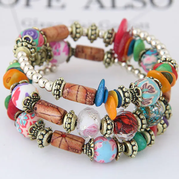 Bohemian Shell Clay Bracelet