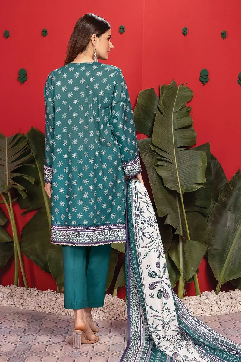 3 Piece Kurta Embroidered | Dupatta& Bottom & Tops | Color dark green