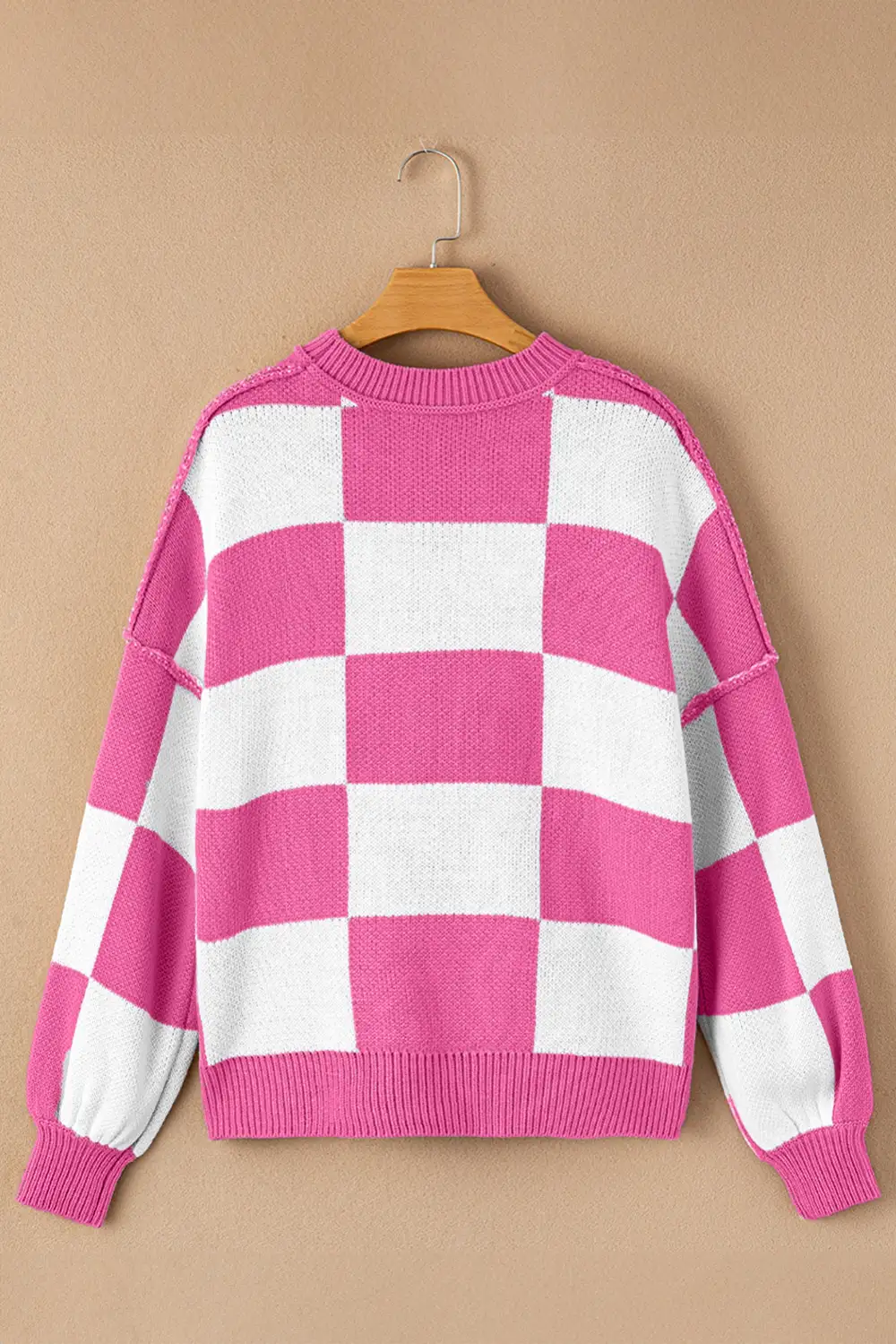 Checkered Bishop Sleeve Sweater