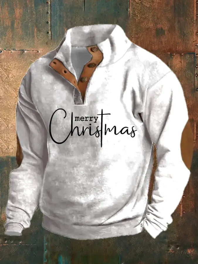 Men's Aintage Merry Christmas Print Sweatshirt