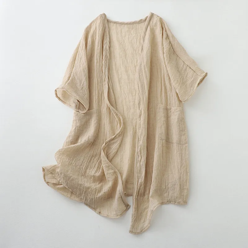 Summer cotton linen loose cardigan