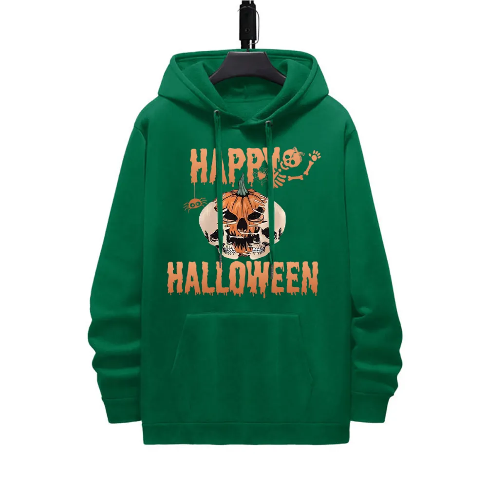 HAPPY HALLOWEEN PATTERN PRINTED HOODIE