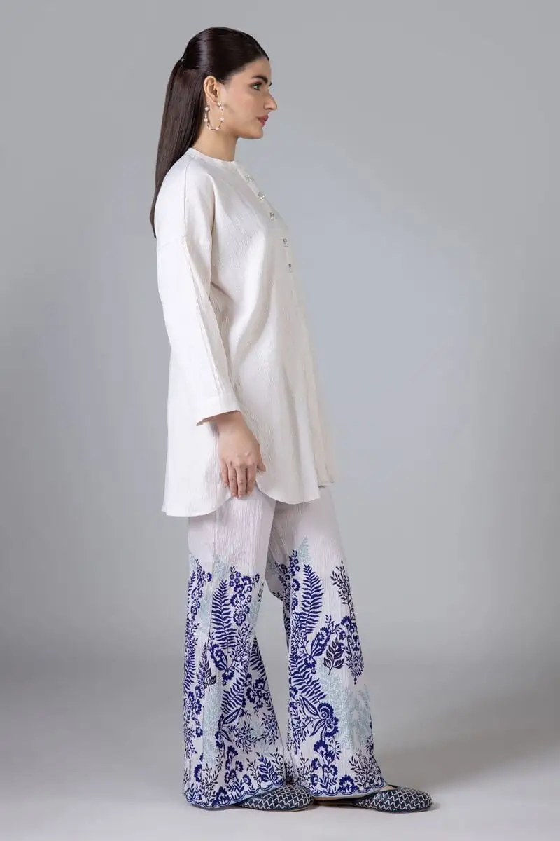 2 Piece | Kurta & Pants | Color white and purple