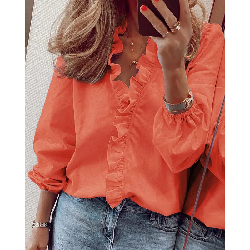 Casual Fashion Long-sleeved Ruffle Shirt