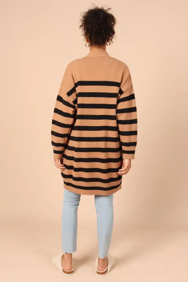 Julie Cardigan - Tan Stripe