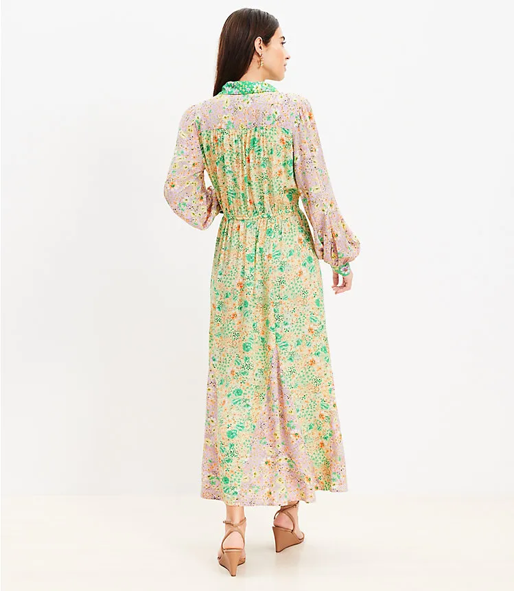 Floral Godet Pocket Shirtdress