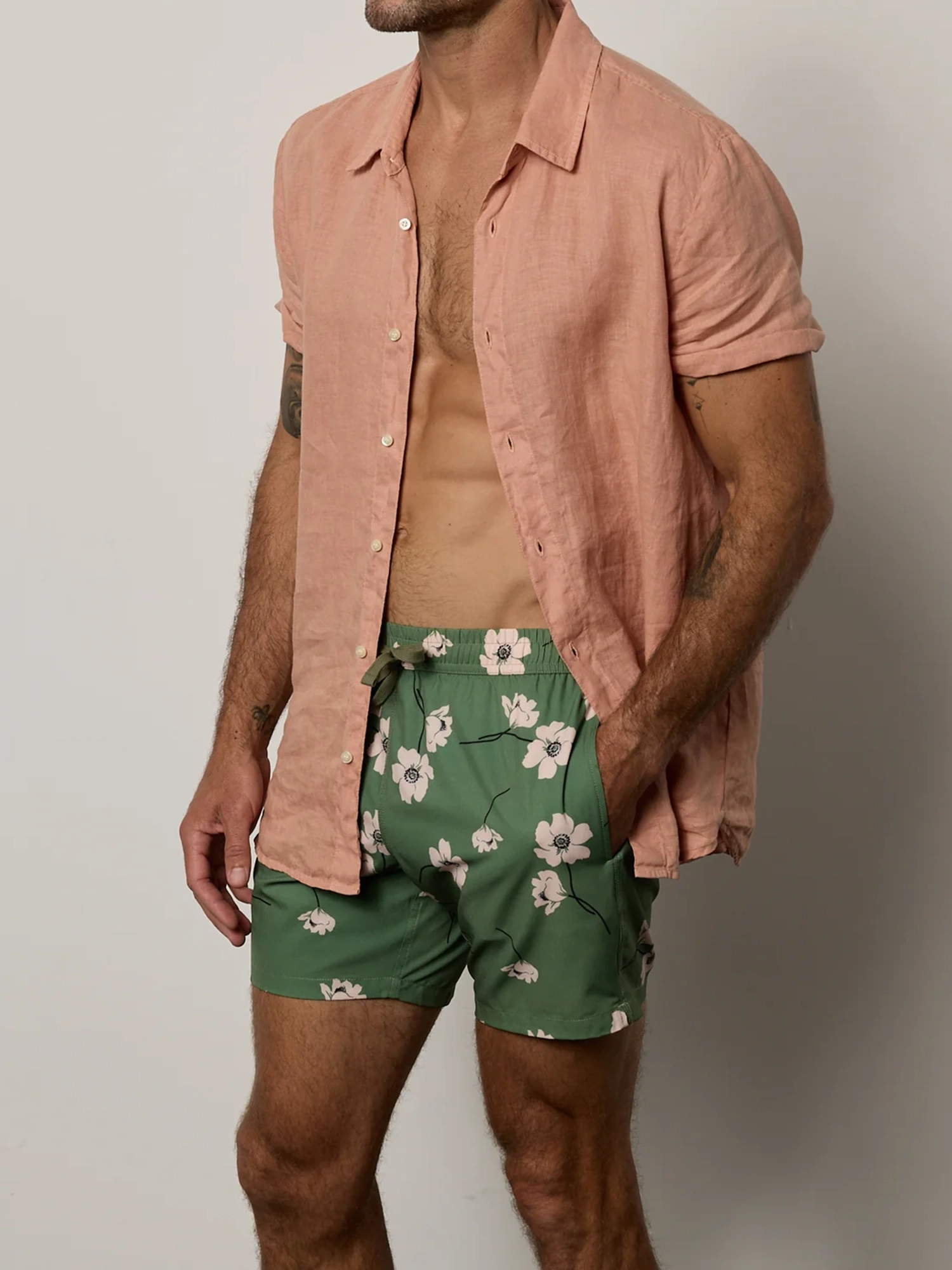 Floral Print Swim Trunks